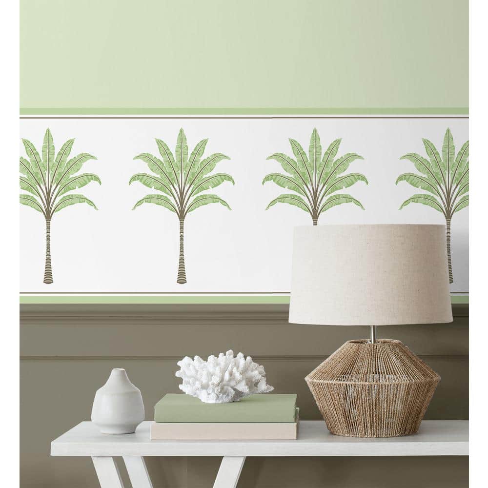 Green Tea Palm Tree Peel and Stick Wallpaper Border