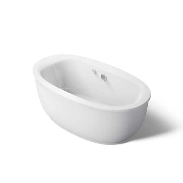 Sunstruck 66 in. Acrylic Flatbottom Air Bath Bathtub with Fluted Shroud in White