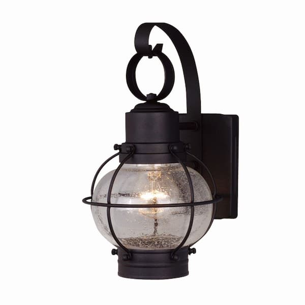 VAXCEL Chatham 1 Light Black Coastal Outdoor Wall Lantern Clear Glass