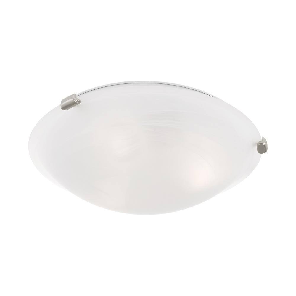 Transitional Brushed Nickel 3-Light Flush Mount with White Alabaster Glass