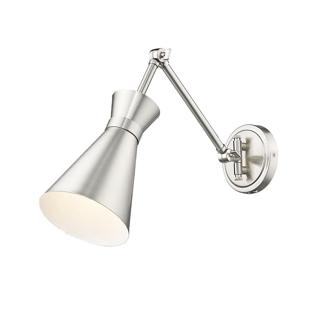 Soriano 6.25 in. 1-Light Brushed Nickel Wall Sconce with Brushed Nickel Ste