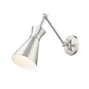 Soriano 6.25 in. 1-Light Brushed Nickel Wall Sconce with Brushed Nickel Steel Shade and No Bulb Included