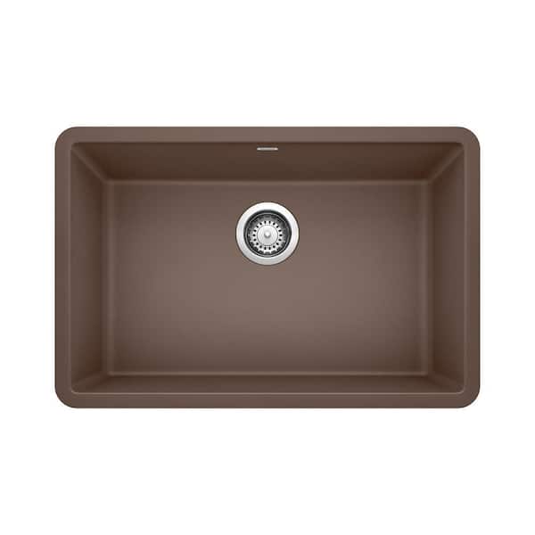 Blanco PRECIS Undermount Granite Composite 27 in. Single Bowl Kitchen Sink in Cafe