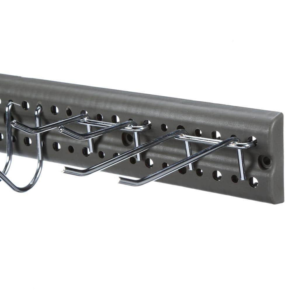 Gray Resin Peg Strip Kit with 10 Metal Hooks
