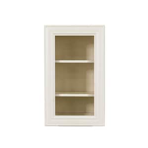 Princeton Assembled 15 in. x 30 in. x 12 in. Wall Mullion Door Cabinet with 1-Door 2-Shelves in Off-White