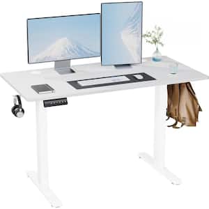 48 in. x 24 in. White Wood and Iron Home Office Computer Electric Height Adjustable Standing Desk