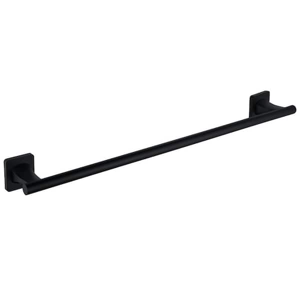 Bathroom 24 in. Wall Mounted Single Towel Bar Anti-Spotting Towel Holder in Matte Black