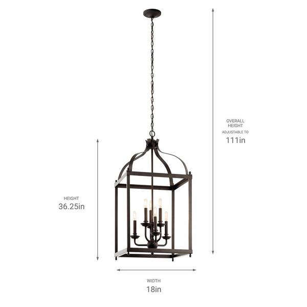 Kichler Larkin 6-Light Olde Bronze Transitional Cage Medium Hanging Pendant Light