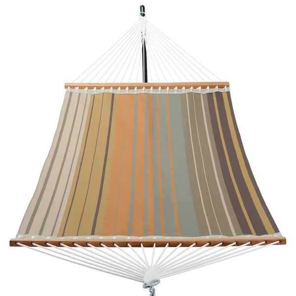 UPHA 11 ft. Textilene Hammock Bed Hammock with Spreader Bar Hammock in Orange Stripes