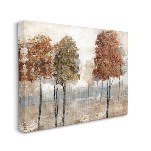 Stupell Industries Autumn Orchard Tree Landscape Vintage Country Meadow By Nan Unframed Print Nature Wall Art 36 in. x 48 in.