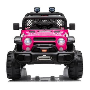 12-Volt Kids Ride On Truck Car with Remote LED Lights Music in Rose Red