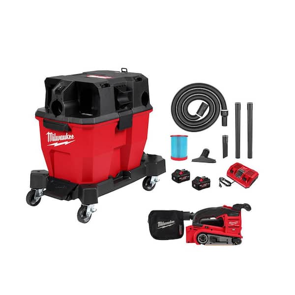 M18 FUEL 9 Gal. Cordless DUAL-BATTERY Wet/Dry Shop Vacuum Kit with M18 FUEL Cordless Belt Sander