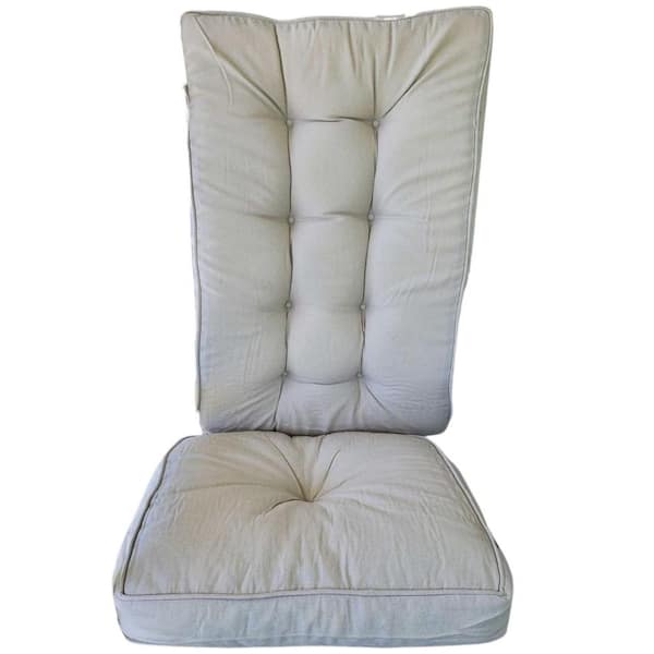 Afoxsos Memory Foam Jumbo Rocking Chair Pad Cushions, FadeShield Water Resistant Non Slip Durable Tufted Pads (Set of 2) Beige