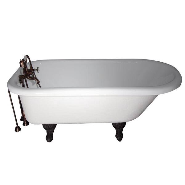 Barclay Products 5.6 ft. Acrylic Ball and Claw Feet Slipper Tub in White with Oil Rubbed Bronze