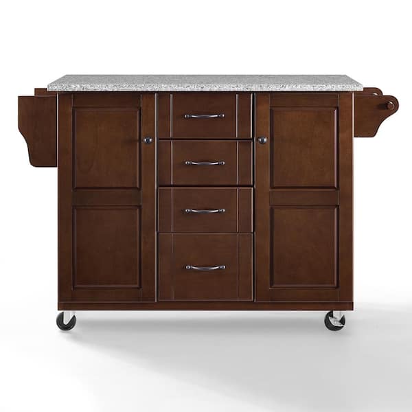 CROSLEY FURNITURE Eleanor Mahogany Kitchen Cart with Granite Top