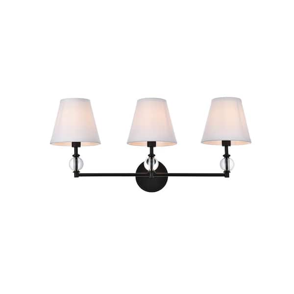 Unbranded Home Living 27.5 in. 3-Light Black Vanity Light with Fabric Shade