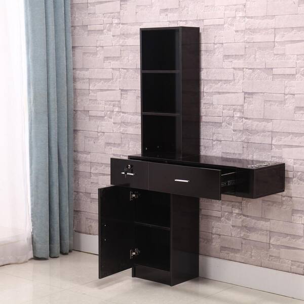 Winado Wall Mount Beauty Salon Spa Cabinet Hair Styling Station Shelf Desk Black 236657475988 - Wall Mount Styling Station Wood Winado Wall Mount Beauty Salon Spa Cabinet Hair Styling Station Shelf Desk Black 236657475988 - Wall Mount Styling Station Wood