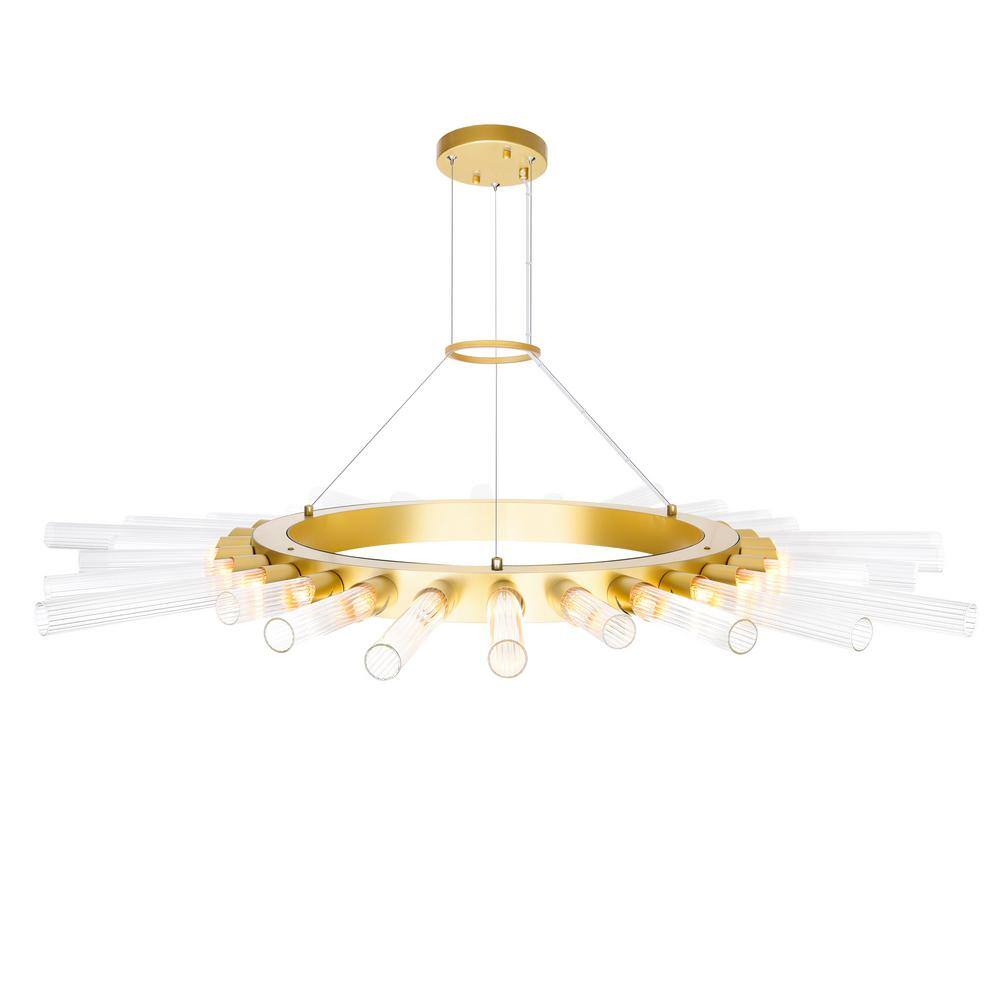 Satin Gold and Crystal 48" Modern Chandelier