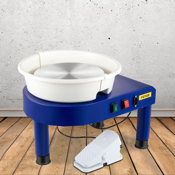 VEVOR Pottery Wheel, 14in Ceramic Wheel Forming Machine, 0-300RPM Speed 0-7.8in Lift Table Electric Clay Machine, Foot Pedal Detachable Basin