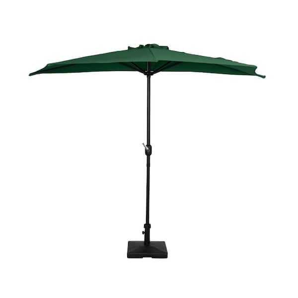 WESTIN OUTDOOR FIJI 9 ft. Market Half Patio Umbrella with 50 lbs. Concrete Base in Dark Green