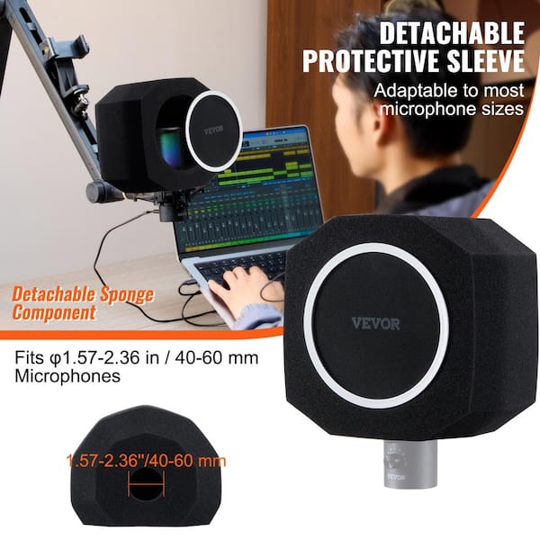 VEVOR Microphone Isolation Ball High-Density Acoustic Foam with Dual-Layered Pop Filter for Microphones Vocal Isolation