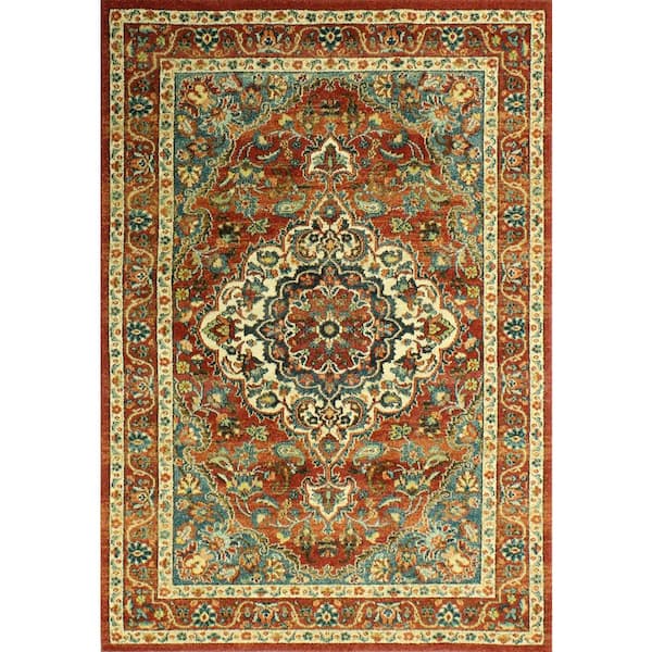 BASHIAN Buckingham Rust 4 ft. x 6 ft. (3'8" x 5'6") Floral Traditional Accent Rug