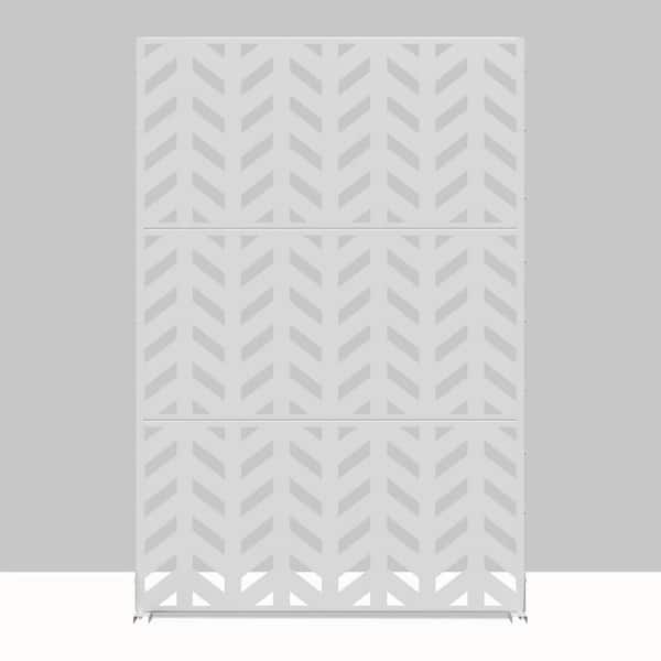 Cadeninc Metal Freestanding Privacy Fence Panel - Fishbone Pattern, Black | 3.92 ft x 6 ft