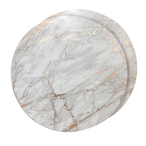 Dainty Home Marble Cork 15 in. x 15 in. Rose Gold Round Placemat Set of 2