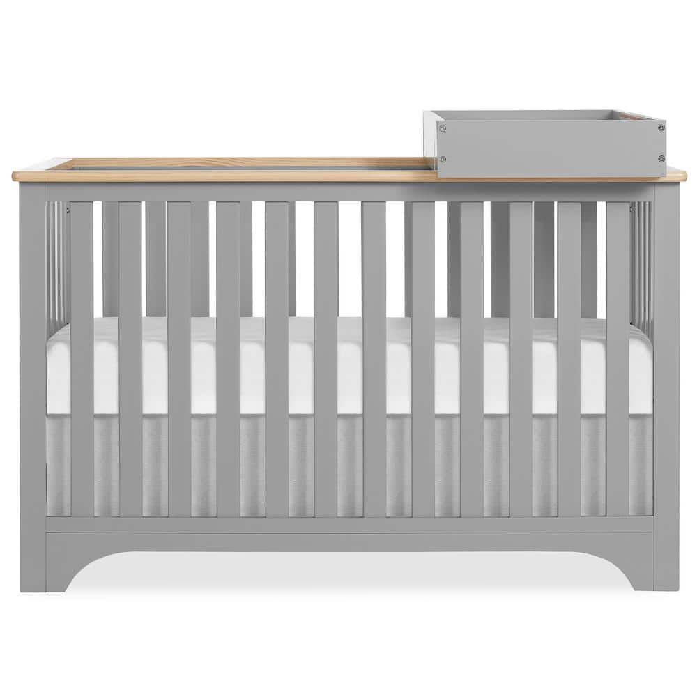 Dream On Me Orion Grey 5 in. 1 Convertible Crib with Changer, Pebble Grey Vintage -  788-PGVOAK