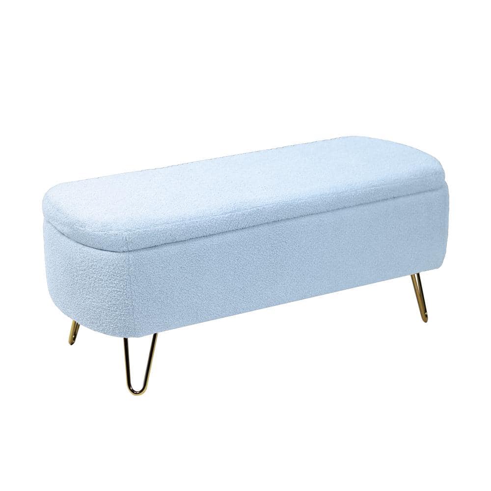 Modern Faux Fur Storage Ottoman Bench, Upholstered Entryway Bench & End of Bed Storage Bench