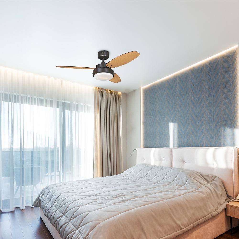 42" Oil Rubbed Bronze Ceiling Fan with Light Brown Blades