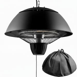 1500 BTU Electric Infrared Patio Heater Waterproof Black Hanging Ceiling Mounted Adjustable Height for Outdoor Use