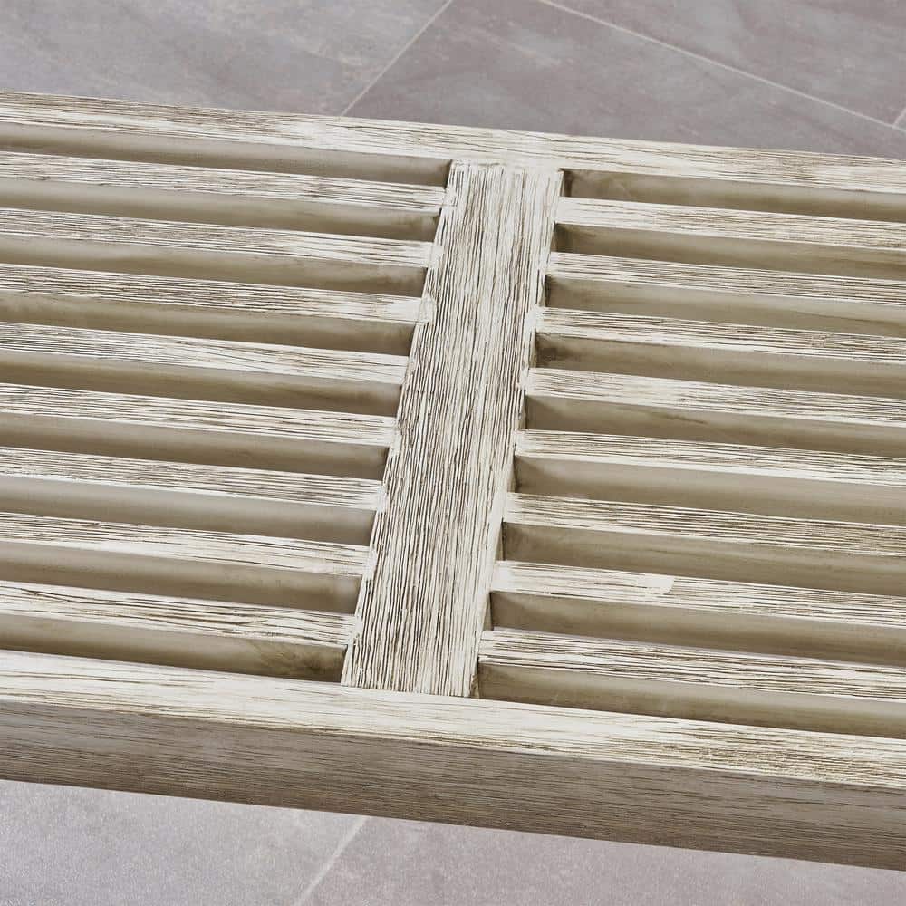 Fresno 61.75'' Brushed Light Gray and Black Iron Outdoor Dining Bench