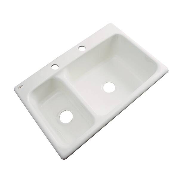 Thermocast Wyndham Drop-In Acrylic 33 in. 2-Hole Double Bowl Kitchen Sink in Biscuit