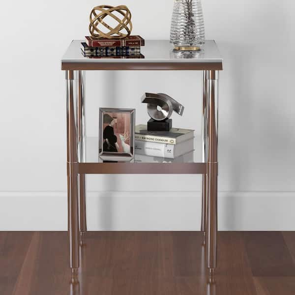2-Tier Stainless Steel Kitchen Prep Table with Adjustable Undershelf ...