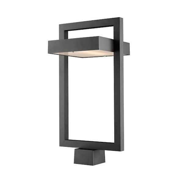 Luttrel 1-Light 21.62 in. Black Aluminum Hardwired Outdoor Post Light with Square Standard Fitter with Integrated LED