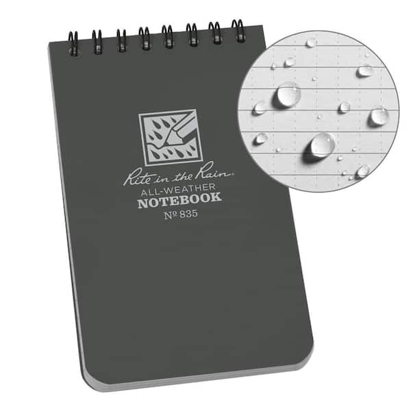 Rite in the Rain Weatherproof 3 in. x 5 in. Top Spiral Notebook, Gray Cover (6-Pack)
