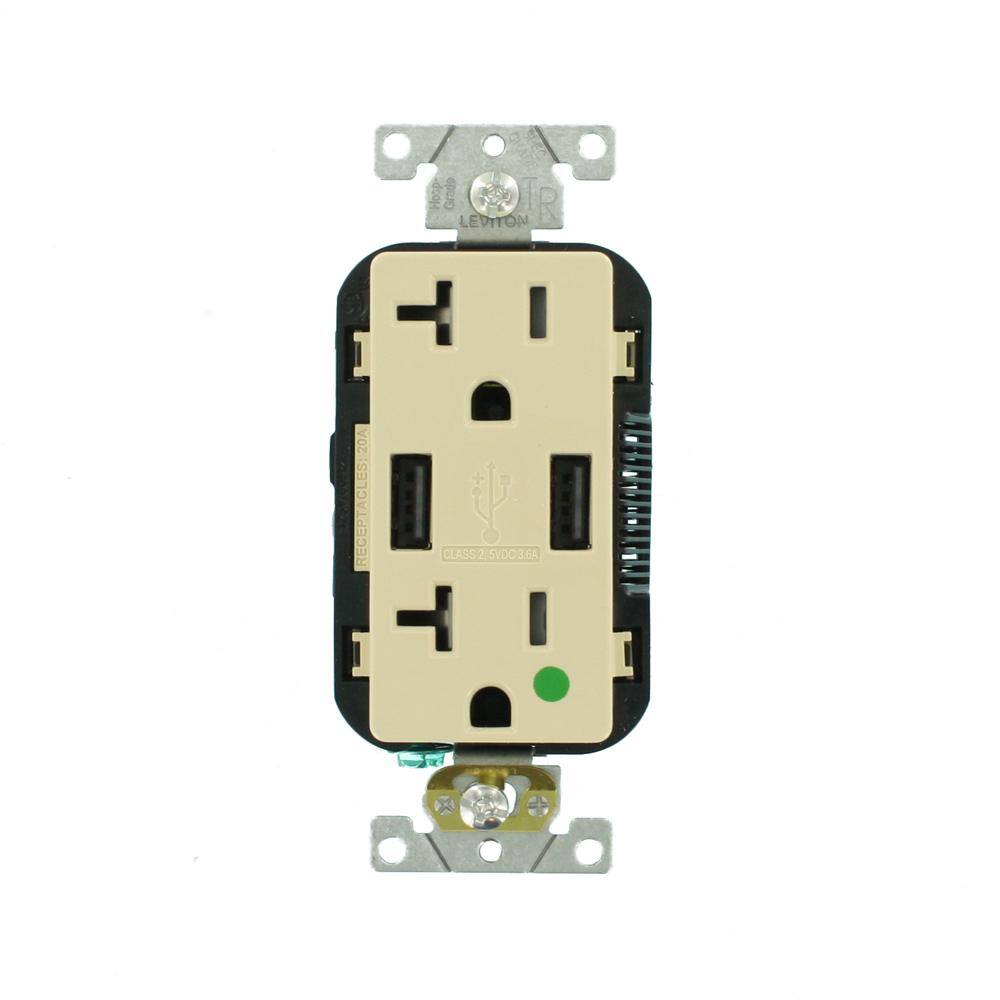 Decora 20 Amp Hospital Grade Tamper Resistant Duplex Outlet and 3.6 Amp USB Outlet, Ivory T5832-HGI price history on PriceWatchPro