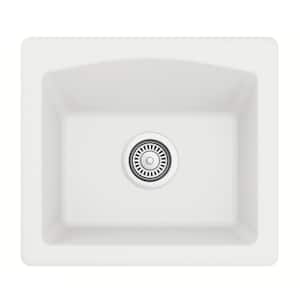 Quartz Composite 18 in. Single Bowl Drop-in or Undermount Kitchen Sink in White