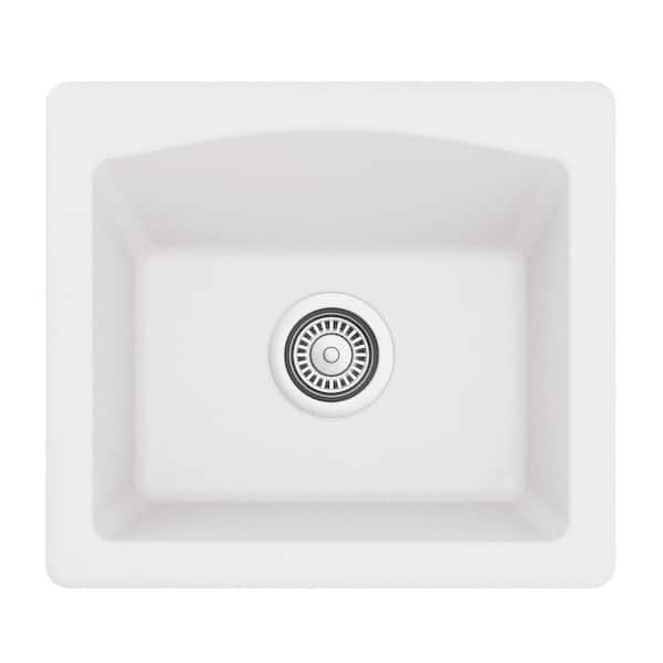 Karran Quartz Composite 18 in. Single Bowl Drop-in or Undermount Kitchen Sink in White