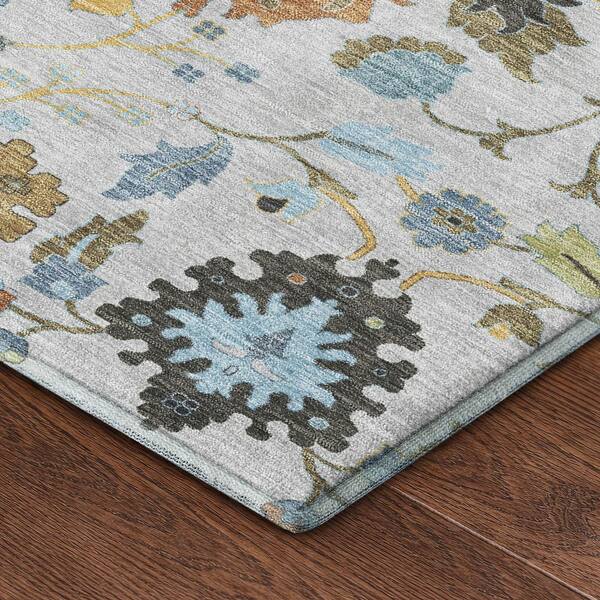 Mayfield Premium Machine Washable Abstract AMF2458 Silver 10 ft. x 14 ft. Area Rug