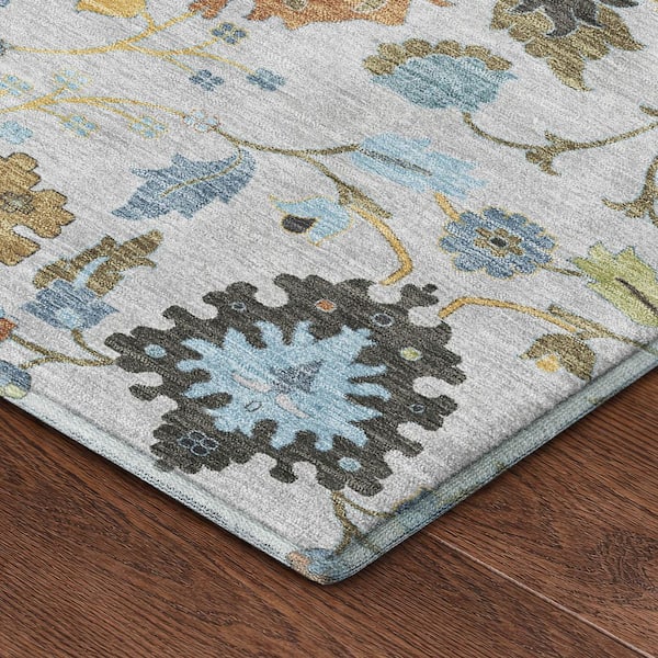 Mayfield Premium Machine Washable Abstract AMF2458 Silver 2 ft. x 3 ft. Accent Rug