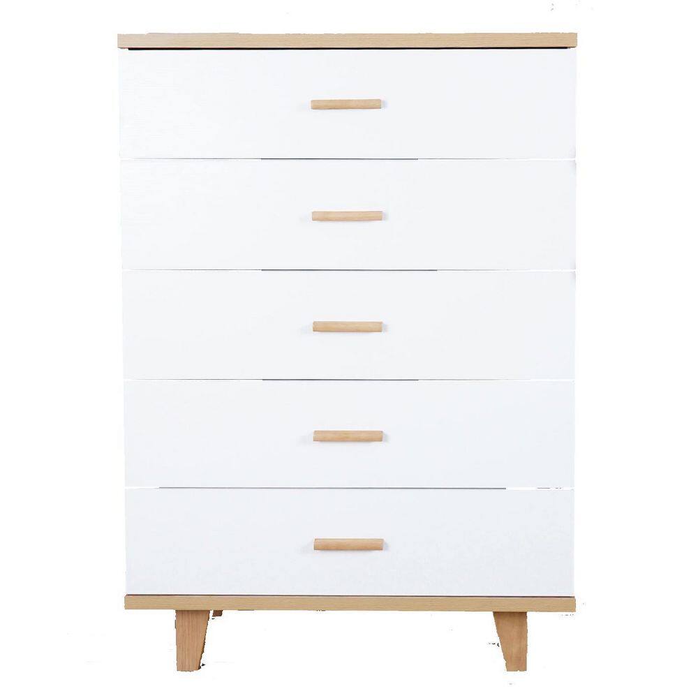 12in. Deep Woodcrest White Premier Organizer - 5 Drawers with Solid Shaker  Doors - 6 & 8in. Deep