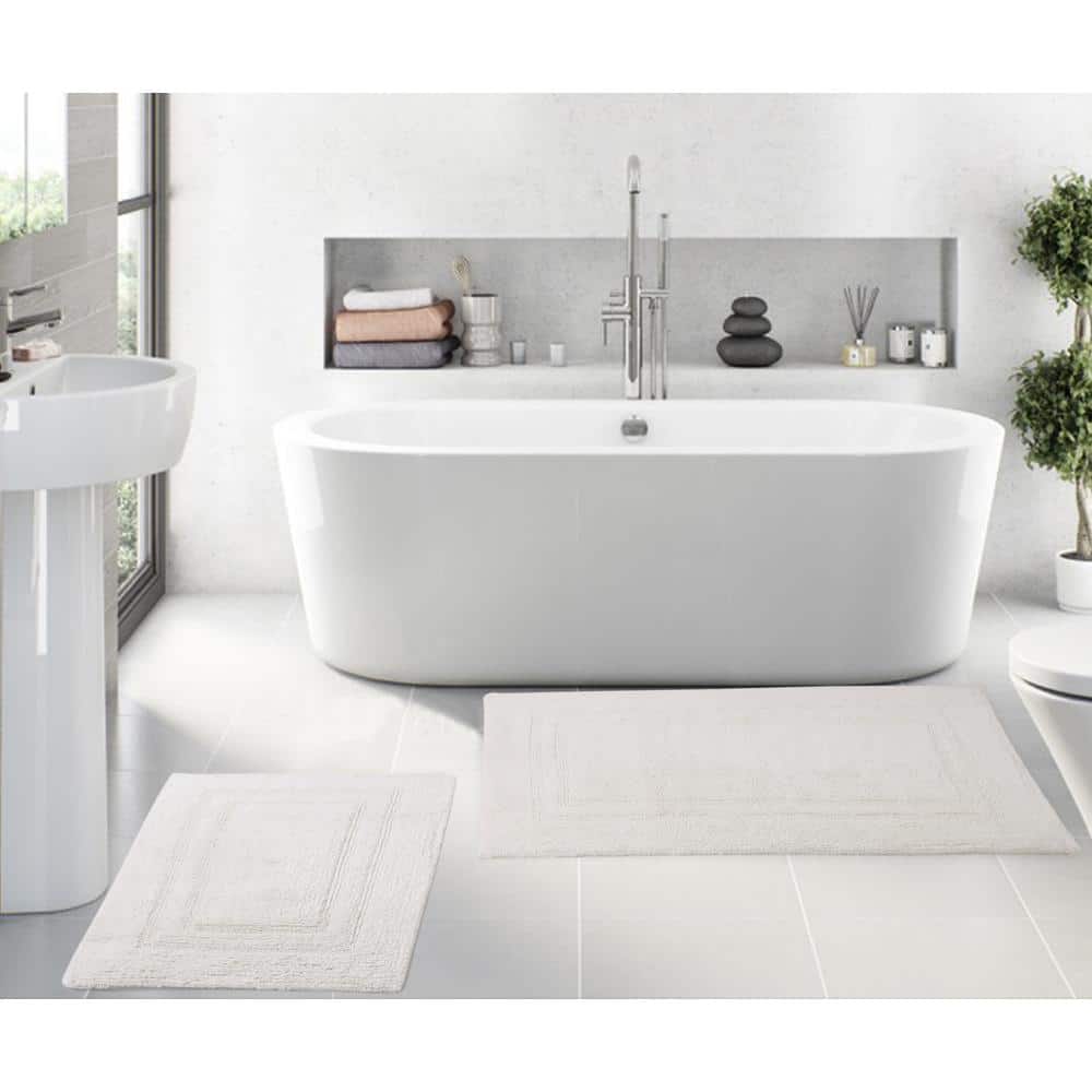 TEXTILOM Luxury 2 Pack Banded Cotton Bath Mats for Bathroom Floor [ Hotel,  Spa, Tub, Shower Bath