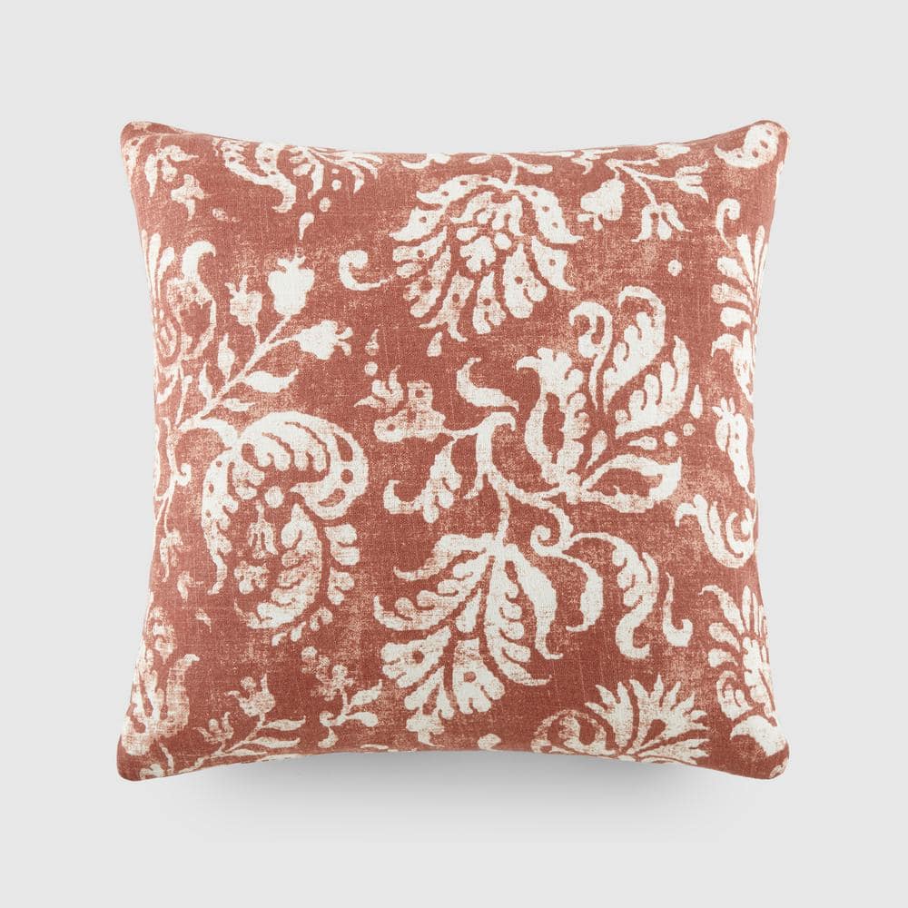Elegant Rose Cotton Square Throw Pillow with Removable Cover
