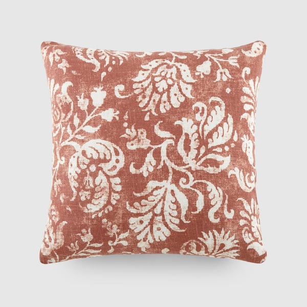 Becky Cameron Distressed Floral Rose Elegant Patterns Cotton 20 in. x 20 in. Decor Throw Pillow
