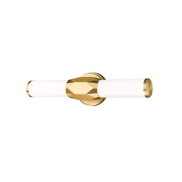 Unbranded Cooper 18 in. 2-Light Modern Gold Integrated LED Vanity Light with Frosted Plastic Shade