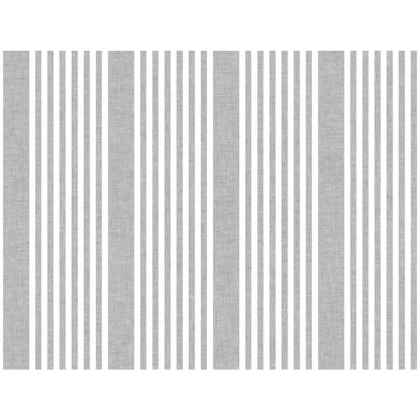 French Charcoal Linen Stripe Wallpaper