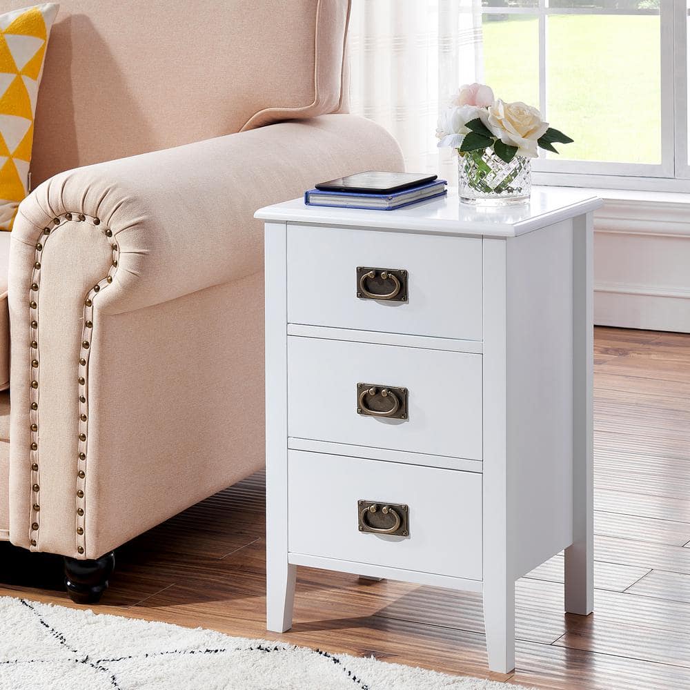 VECELO Nightstands End/Side Tables for Living Room Bedside with Three ...