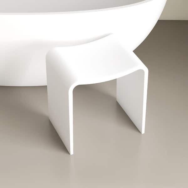 Blynn 15 in.W x 11 in. D Freestanding Solid Surface Shower Stool Vanity Seat in Matte White